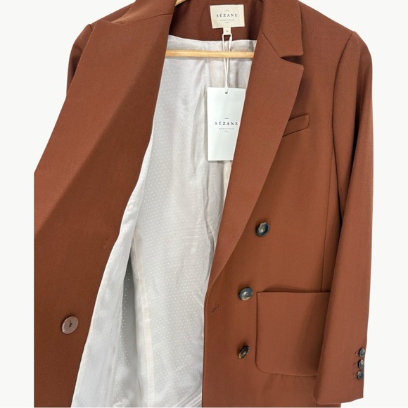 NWT Sézane Michele Double Breasted Blazer | Sz 36 (US 4) | Chocolate Brown - Picture 11 of 16
